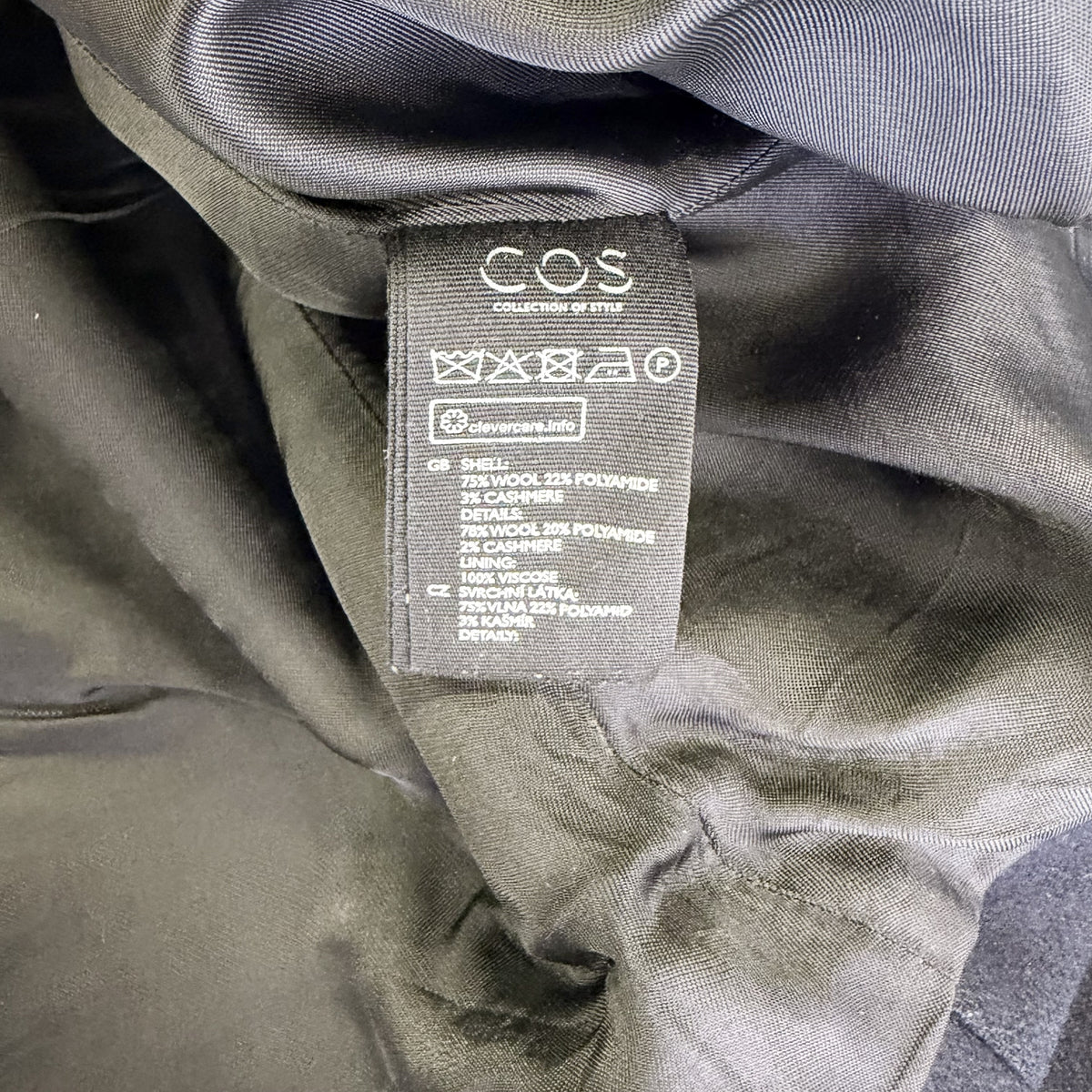 【美品】COS カシミヤ混ウールコート ネイビー 紺 46サイズ【クリーニング発送】