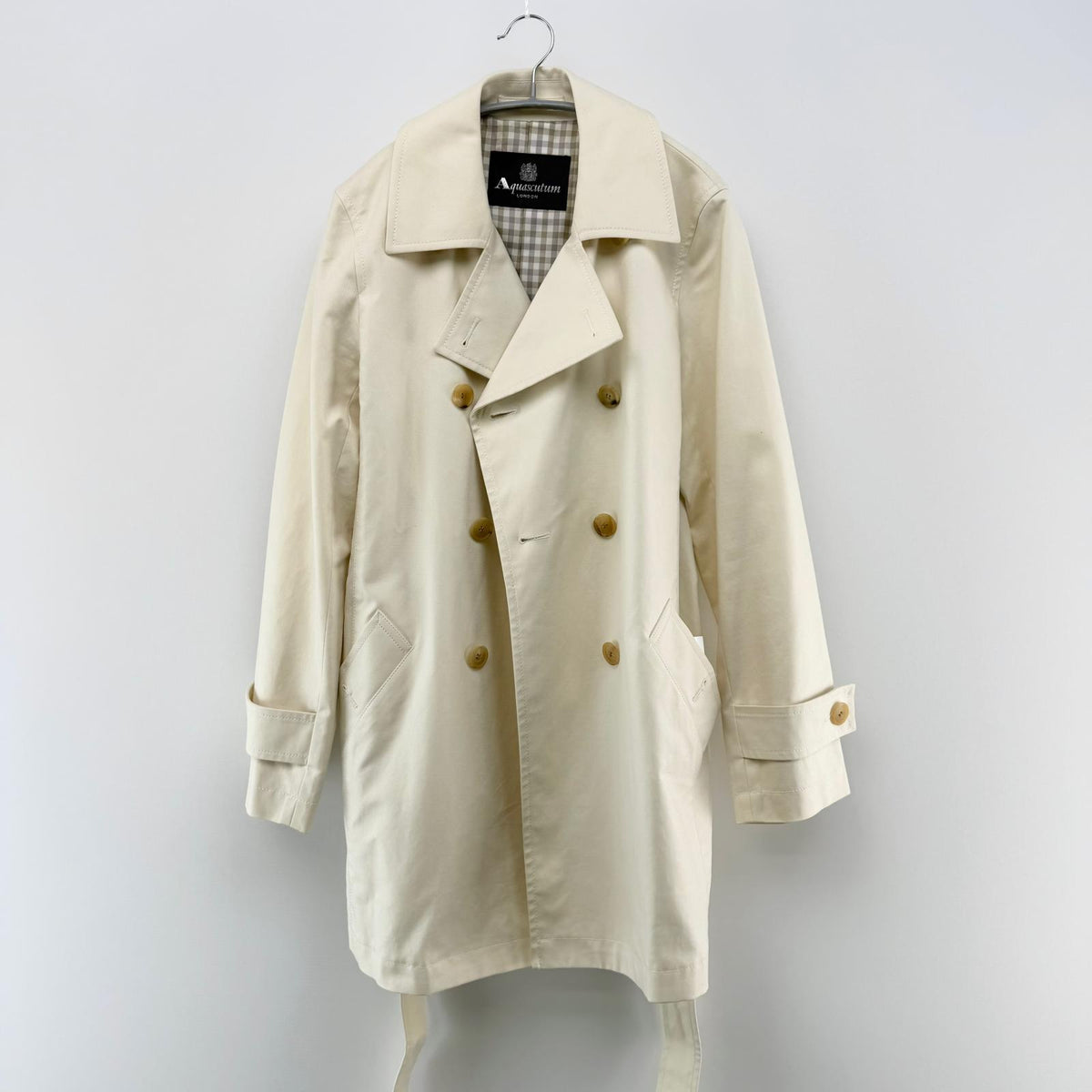 【美品】Aquascutum LONDON トレンチコート ホワイト Fサイズ【クリーニング発送】