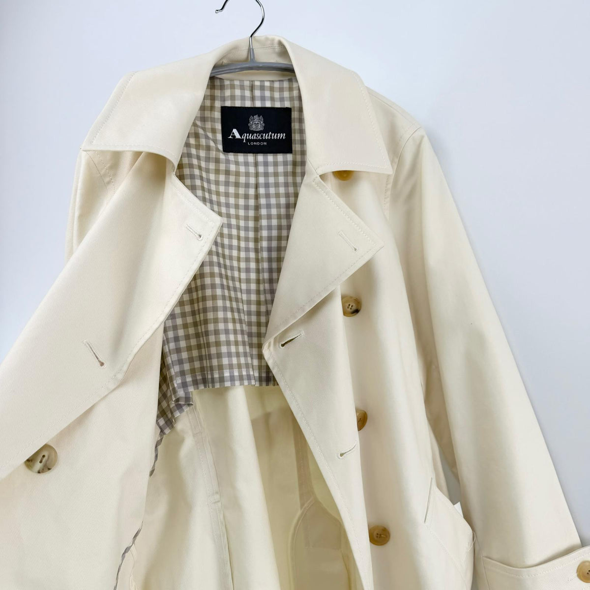 【美品】Aquascutum LONDON トレンチコート ホワイト Fサイズ【クリーニング発送】