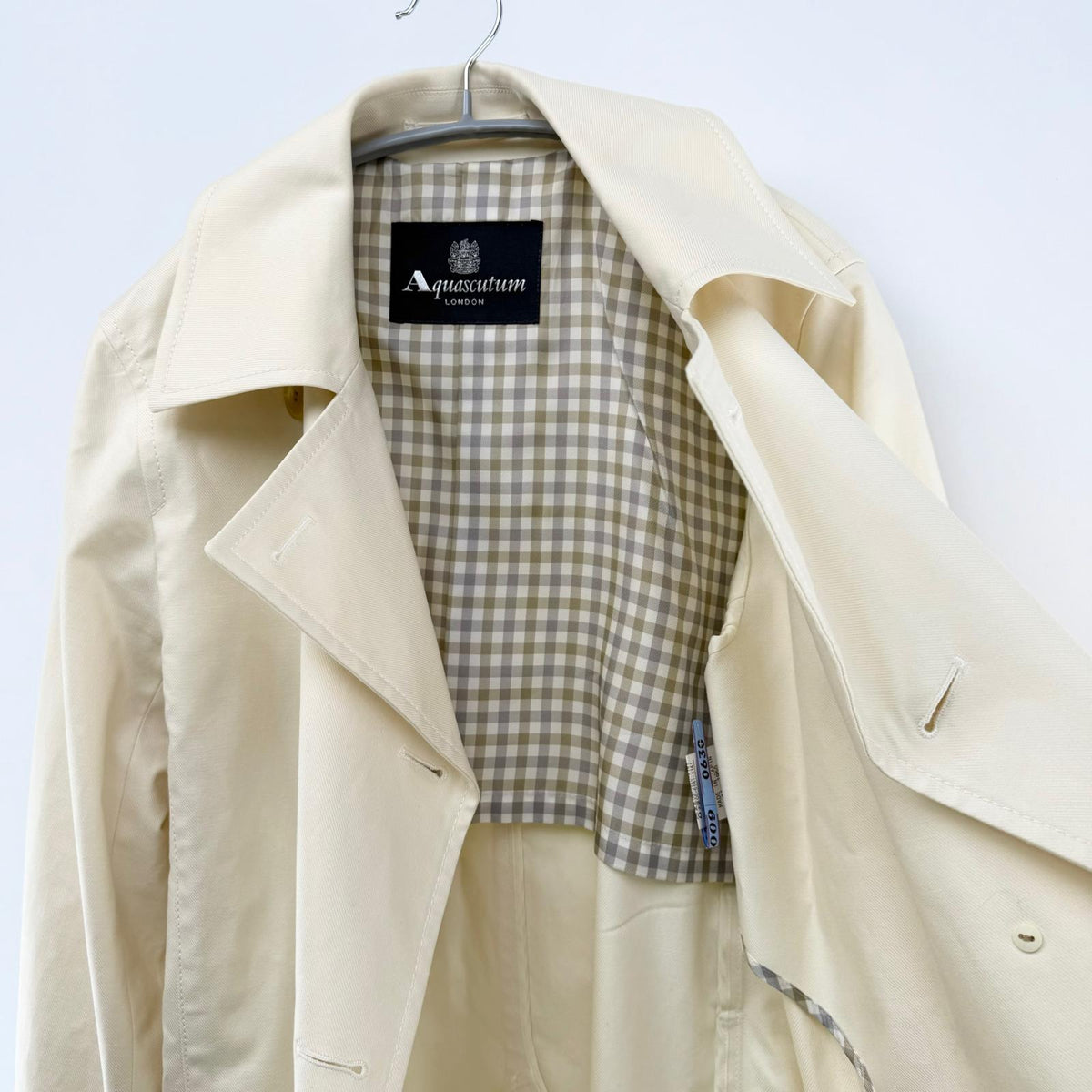 【美品】Aquascutum LONDON トレンチコート ホワイト Fサイズ【クリーニング発送】