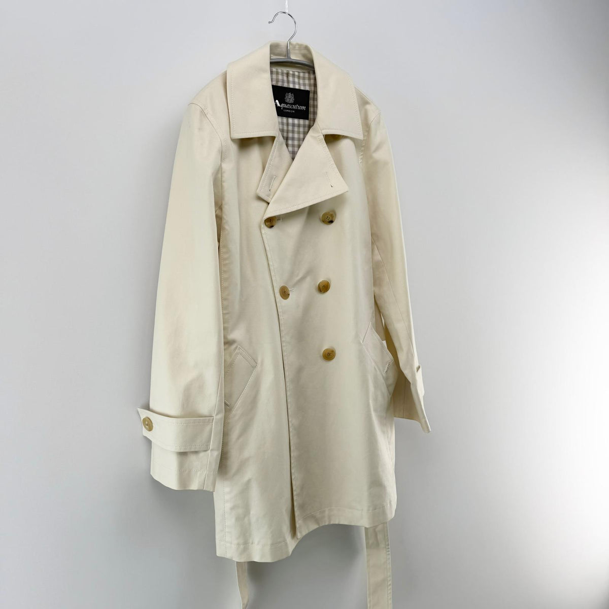 【美品】Aquascutum LONDON トレンチコート ホワイト Fサイズ【クリーニング発送】