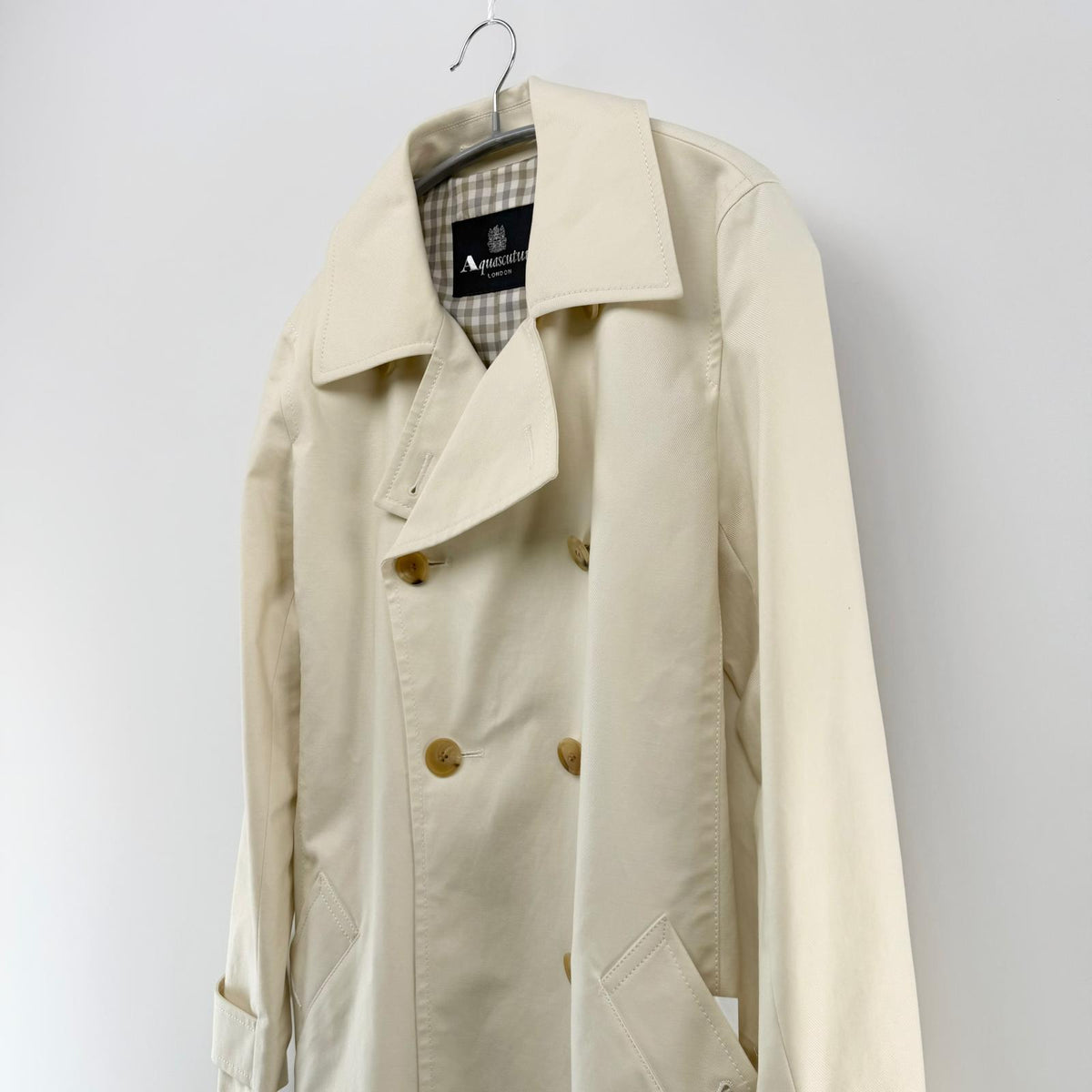 【美品】Aquascutum LONDON トレンチコート ホワイト Fサイズ【クリーニング発送】