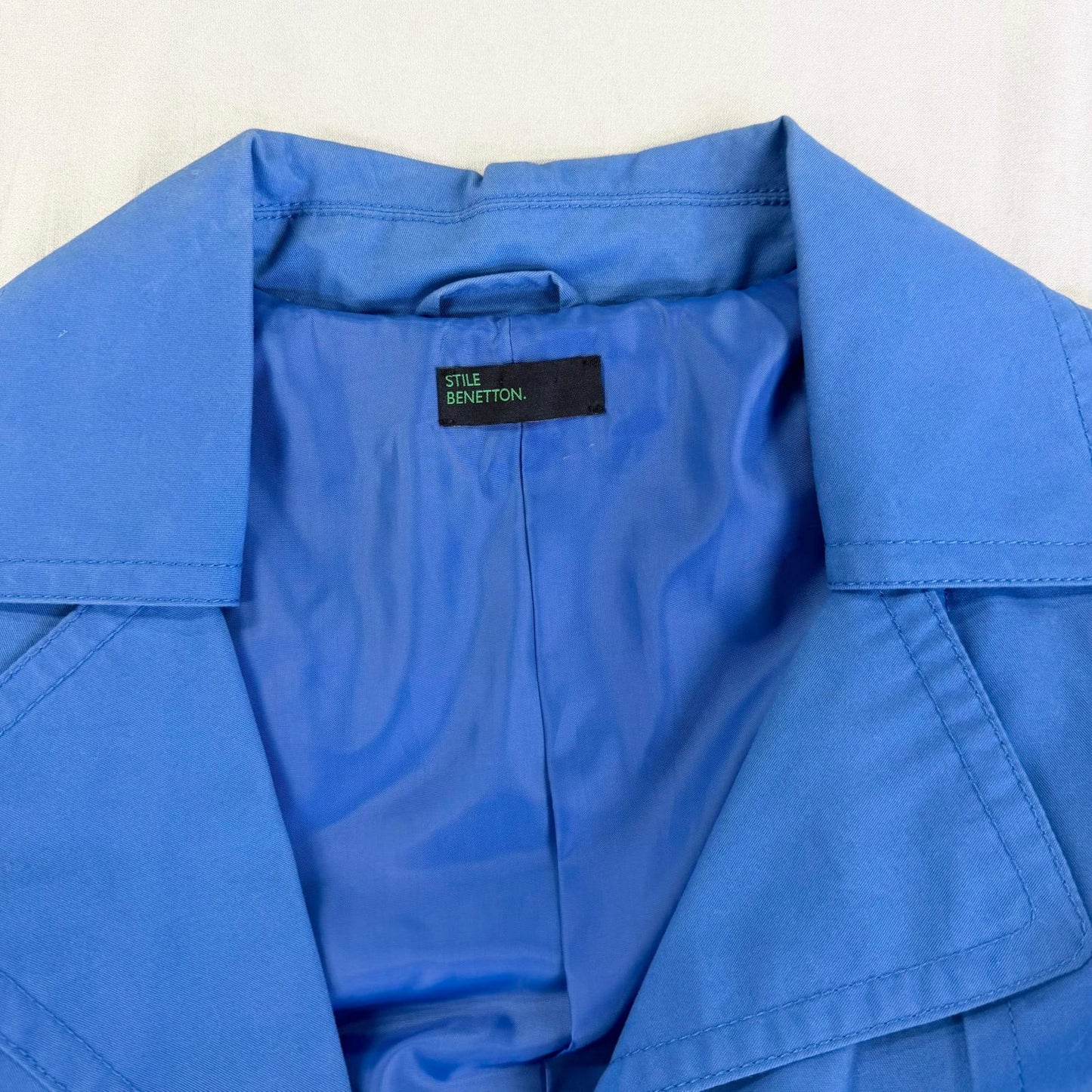 【美品】STILE BENNETON トレンチコート ブルー 40サイズ 【クリーニング発送】