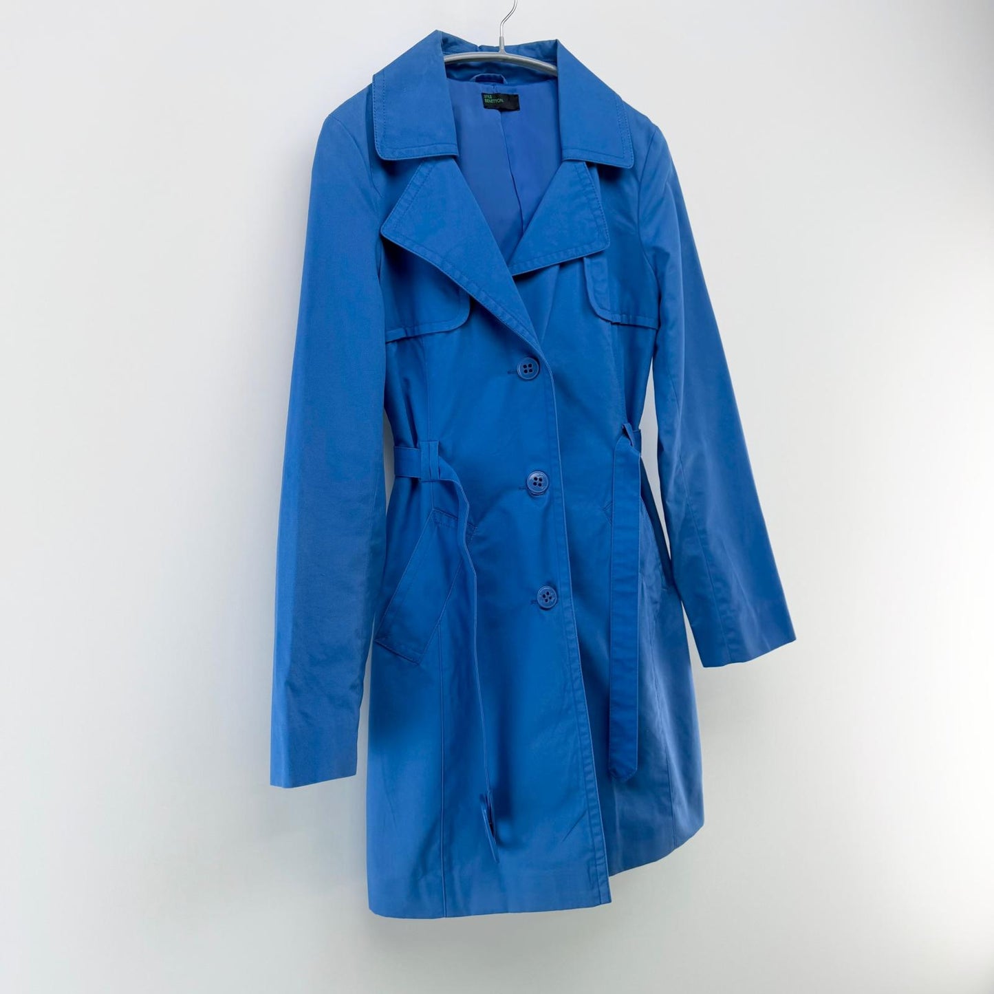 【美品】STILE BENNETON トレンチコート ブルー 40サイズ 【クリーニング発送】