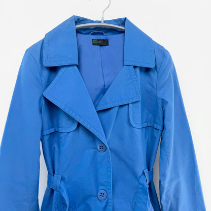 【美品】STILE BENNETON トレンチコート ブルー 40サイズ 【クリーニング発送】