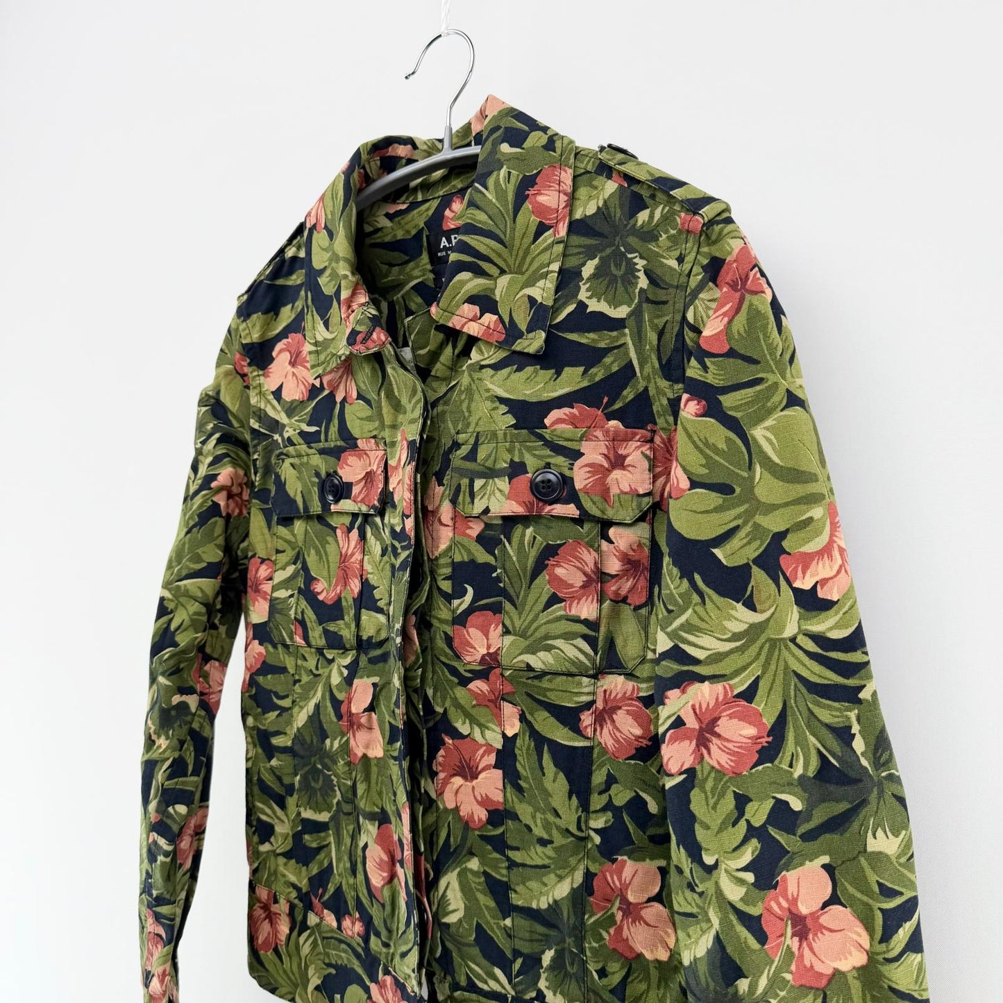 【美品】A.P.C ミリタリージャケット 花柄 36サイズ 【クリーニング発送】