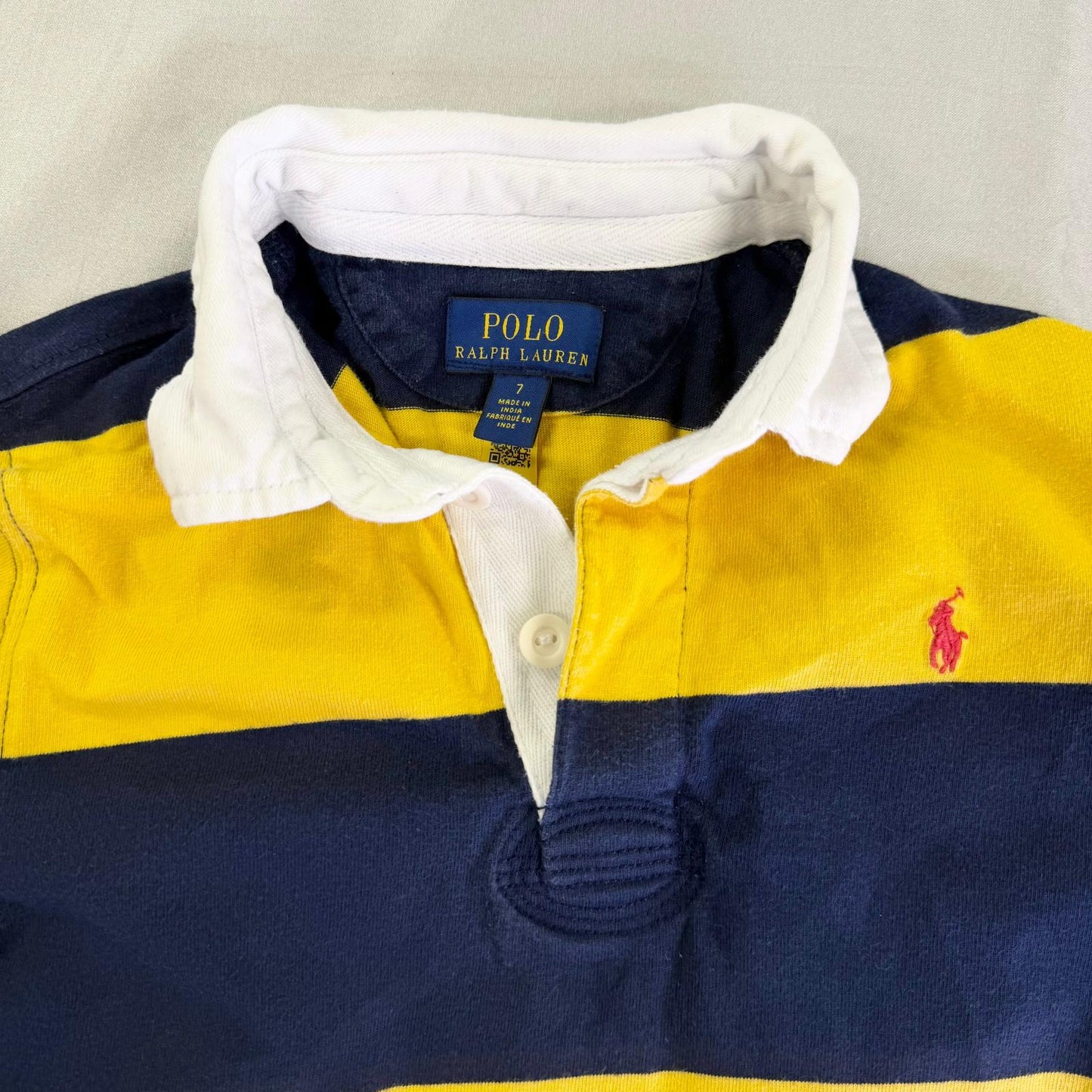 【美品】POLO RALPH LAUREN 長袖ポロシャツ イエロー 7サイズ【クリーニング発送】