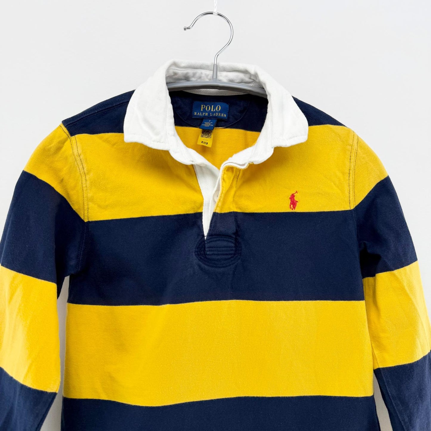 【美品】POLO RALPH LAUREN 長袖ポロシャツ イエロー 7サイズ【クリーニング発送】