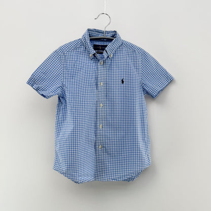 【美品】POLO RALPH LAUREN 半袖シャツ キッズ ブルーチェック 6サイズ【クリーニング発送】