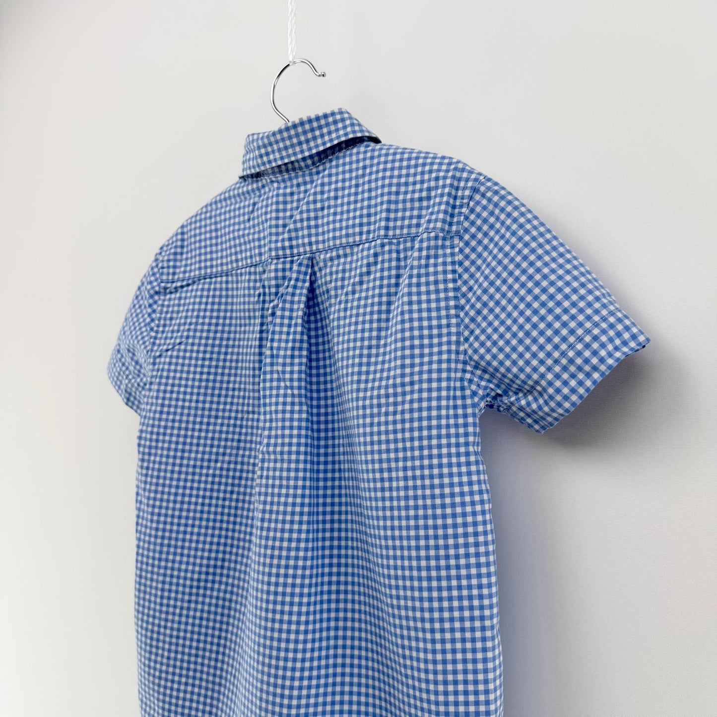 【美品】POLO RALPH LAUREN 半袖シャツ キッズ ブルーチェック 6サイズ【クリーニング発送】
