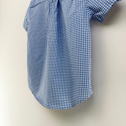 【美品】POLO RALPH LAUREN 半袖シャツ キッズ ブルーチェック 6サイズ【クリーニング発送】