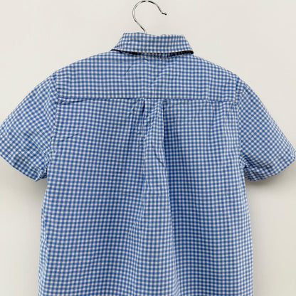 【美品】POLO RALPH LAUREN 半袖シャツ キッズ ブルーチェック 6サイズ【クリーニング発送】
