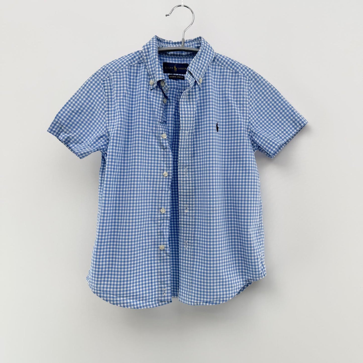 【美品】POLO RALPH LAUREN 半袖シャツ キッズ ブルーチェック 6サイズ【クリーニング発送】