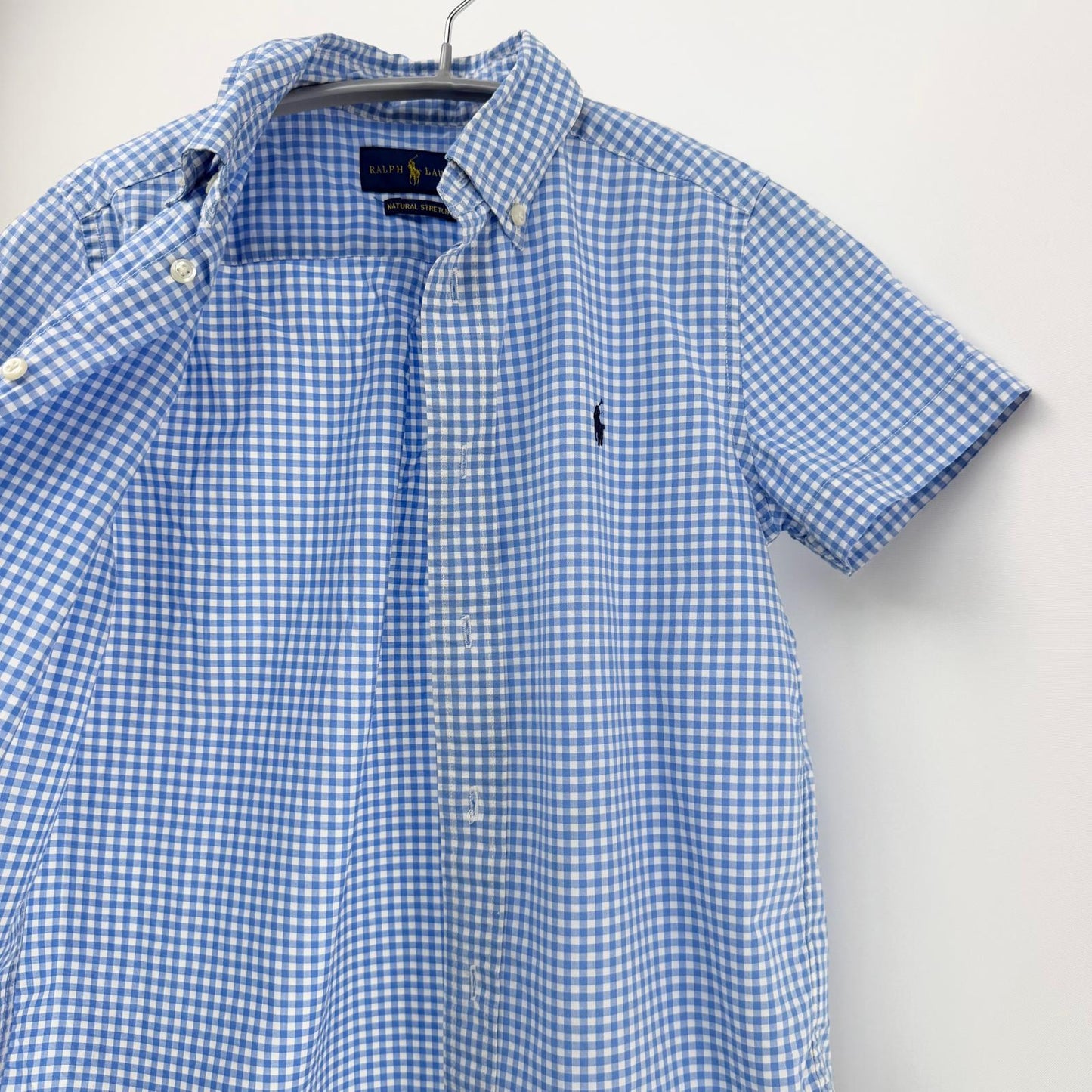 【美品】POLO RALPH LAUREN 半袖シャツ キッズ ブルーチェック 6サイズ【クリーニング発送】
