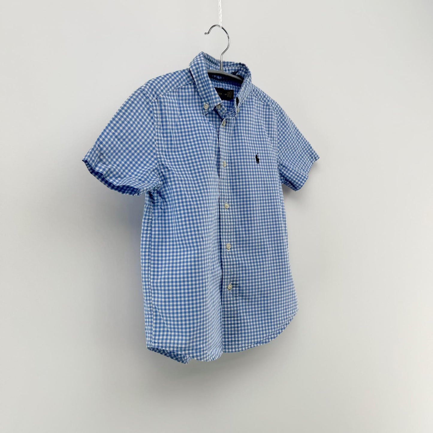 【美品】POLO RALPH LAUREN 半袖シャツ キッズ ブルーチェック 6サイズ【クリーニング発送】
