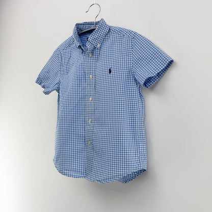 【美品】POLO RALPH LAUREN 半袖シャツ キッズ ブルーチェック 6サイズ【クリーニング発送】