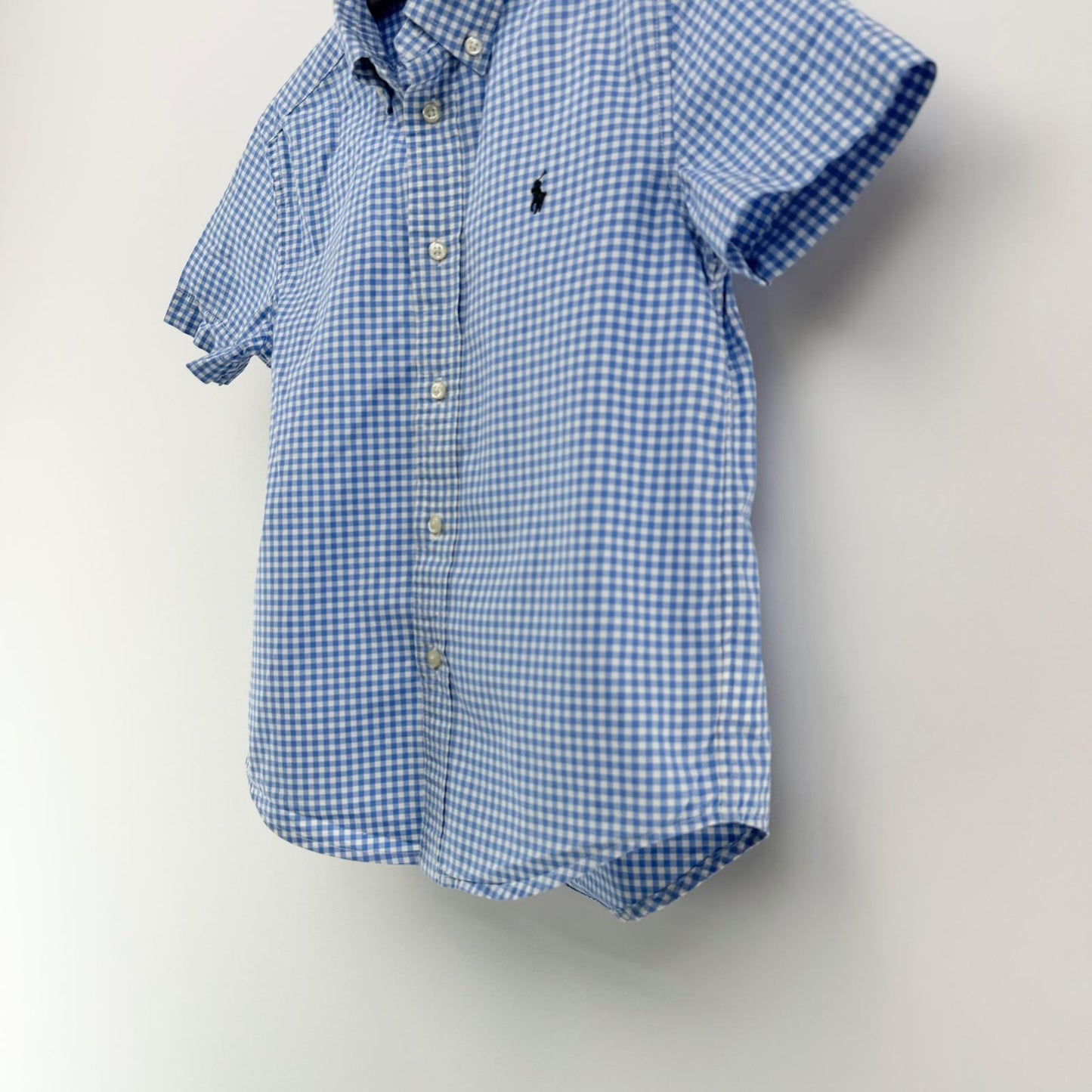 【美品】POLO RALPH LAUREN 半袖シャツ キッズ ブルーチェック 6サイズ【クリーニング発送】
