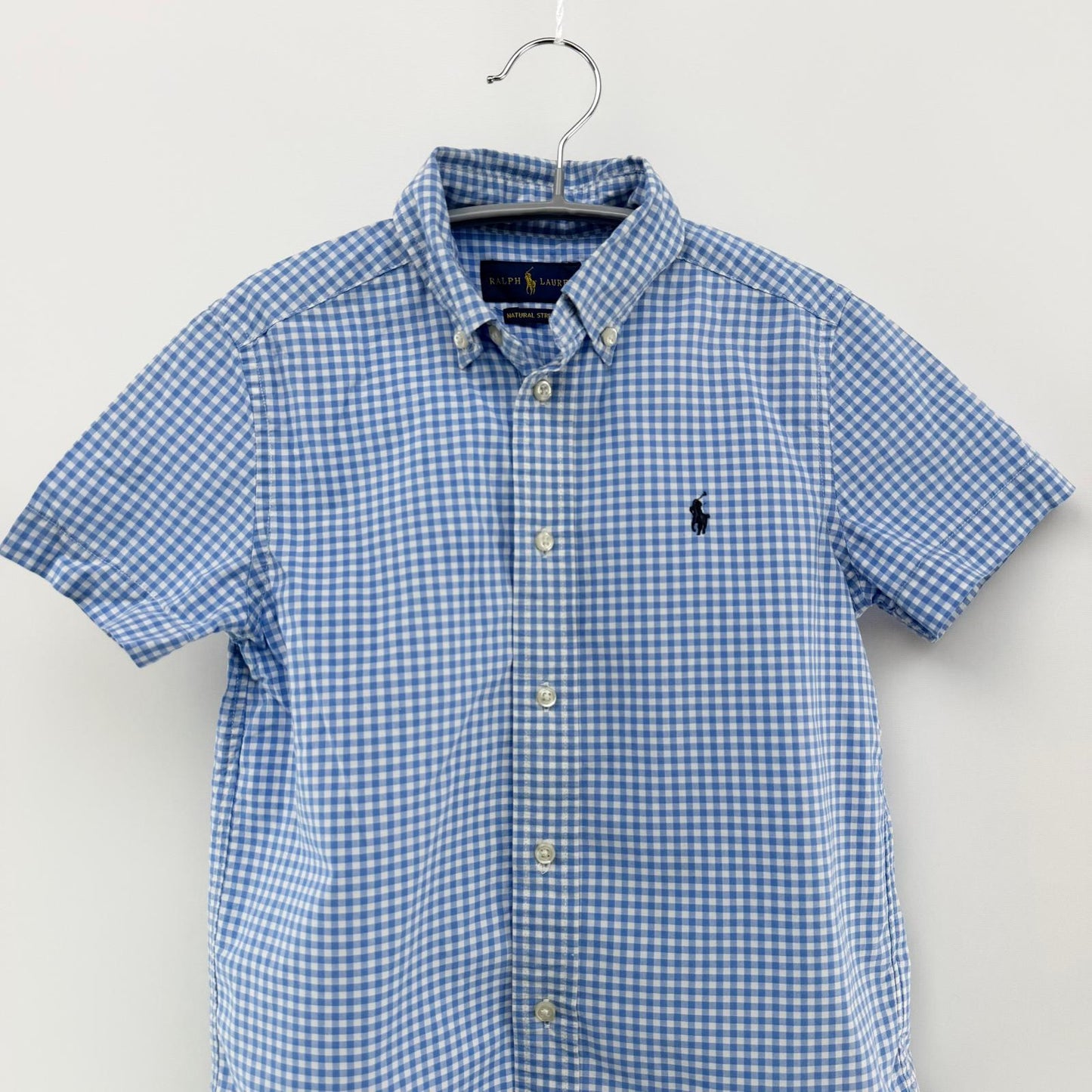 【美品】POLO RALPH LAUREN 半袖シャツ キッズ ブルーチェック 6サイズ【クリーニング発送】