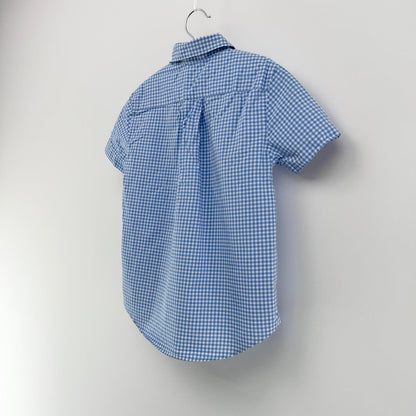【美品】POLO RALPH LAUREN 半袖シャツ キッズ ブルーチェック 6サイズ【クリーニング発送】