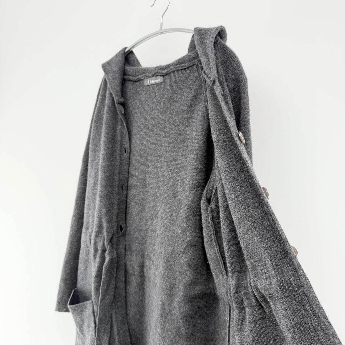 【美品】IENA ニットカーディガン グレイ Fサイズ【クリーニング発送】