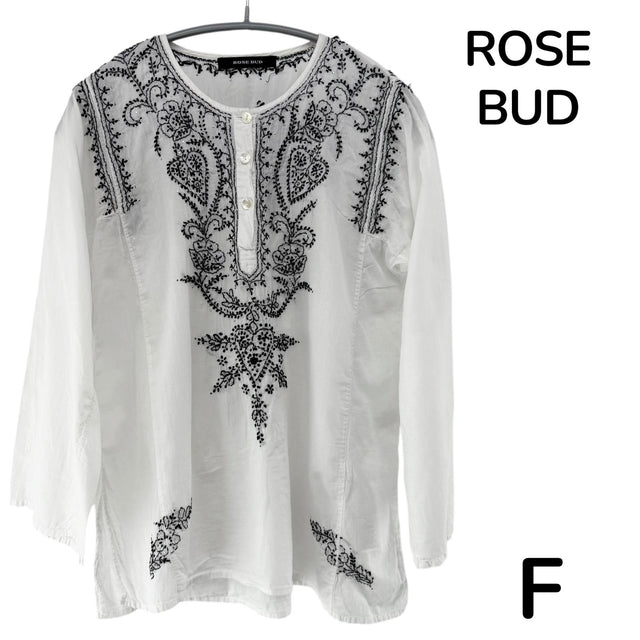 【美品】ROSE BUD ブラウス ホワイト Fサイズ【クリーニング発送】