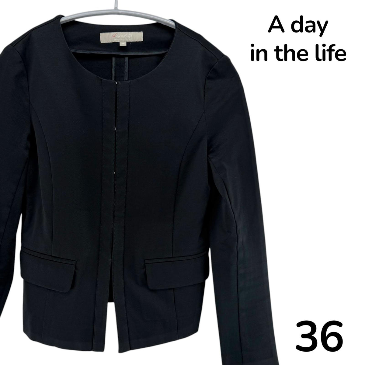 【美品】a day in the life ノーカラージャケット ブラック 36サイズ【クリーニング発送】