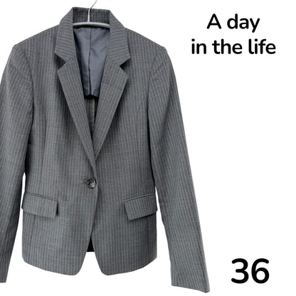 【美品】a day in the life スーツスカート上下 グレイ 36サイズ【クリーニング発送】
