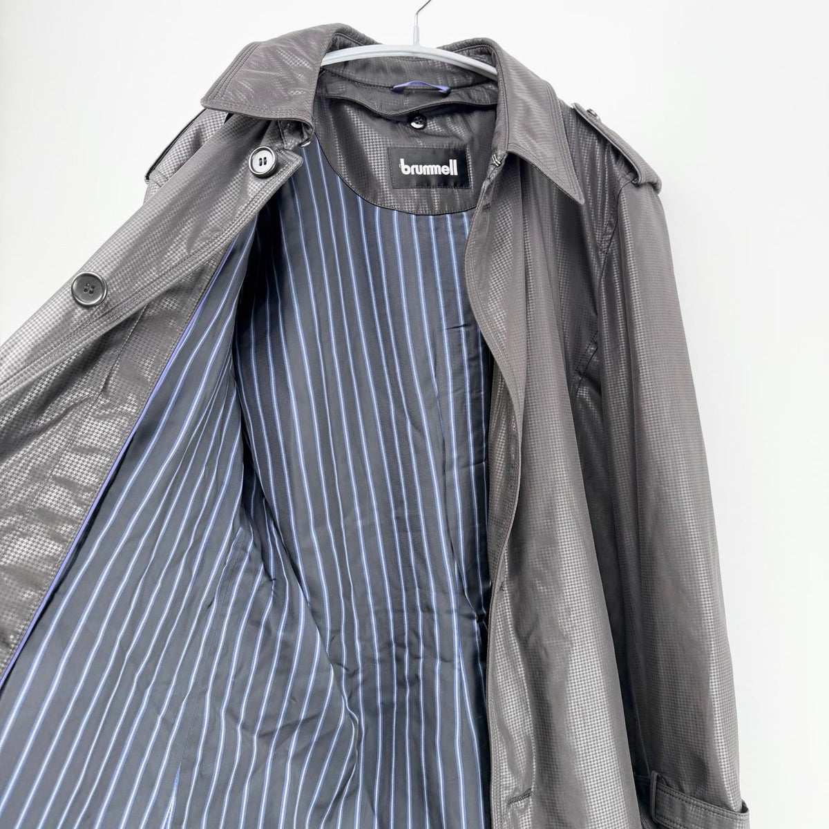 【美品】brummell トレンチコート ブラック Lサイズ【クリーニング発送】