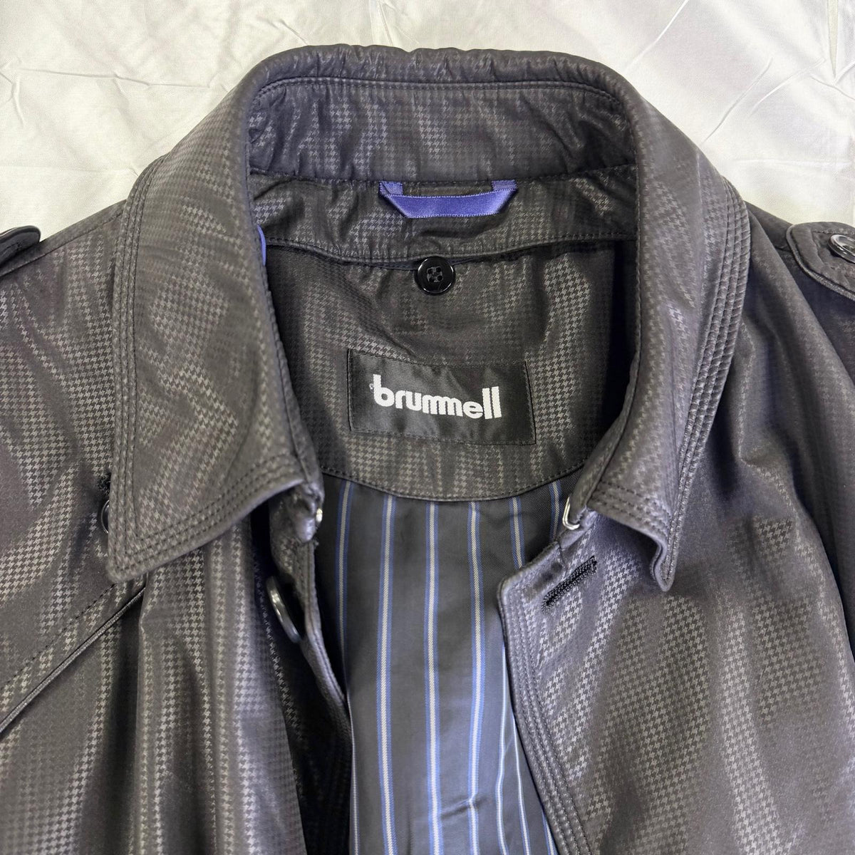 【美品】brummell トレンチコート ブラック Lサイズ【クリーニング発送】
