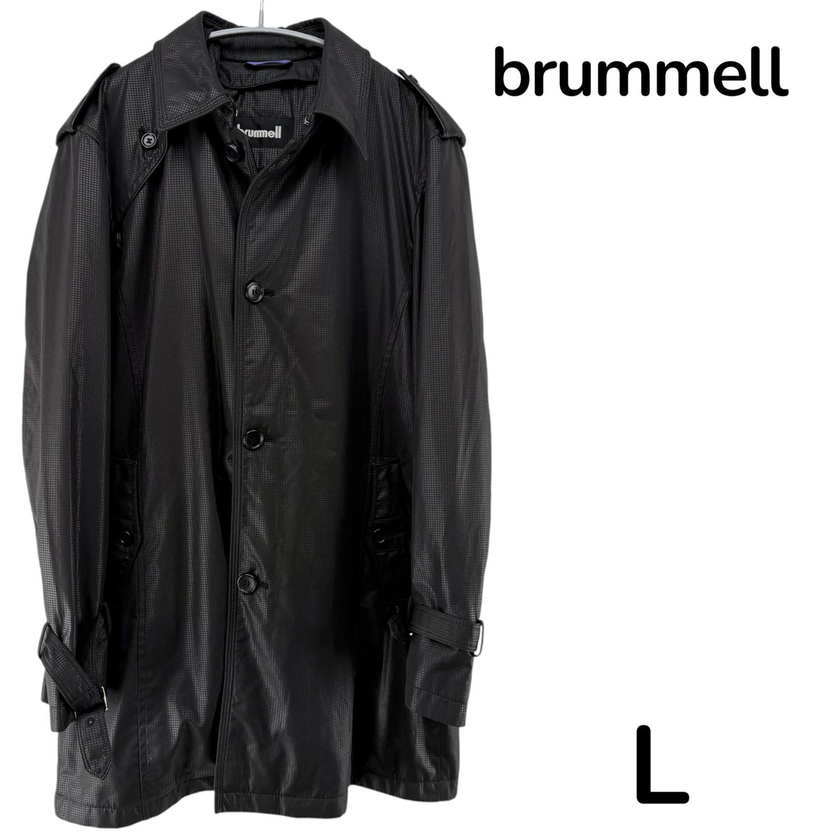 【美品】brummell トレンチコート ブラック Lサイズ【クリーニング発送】