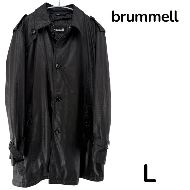 【美品】brummell トレンチコート ブラック Lサイズ【クリーニング発送】