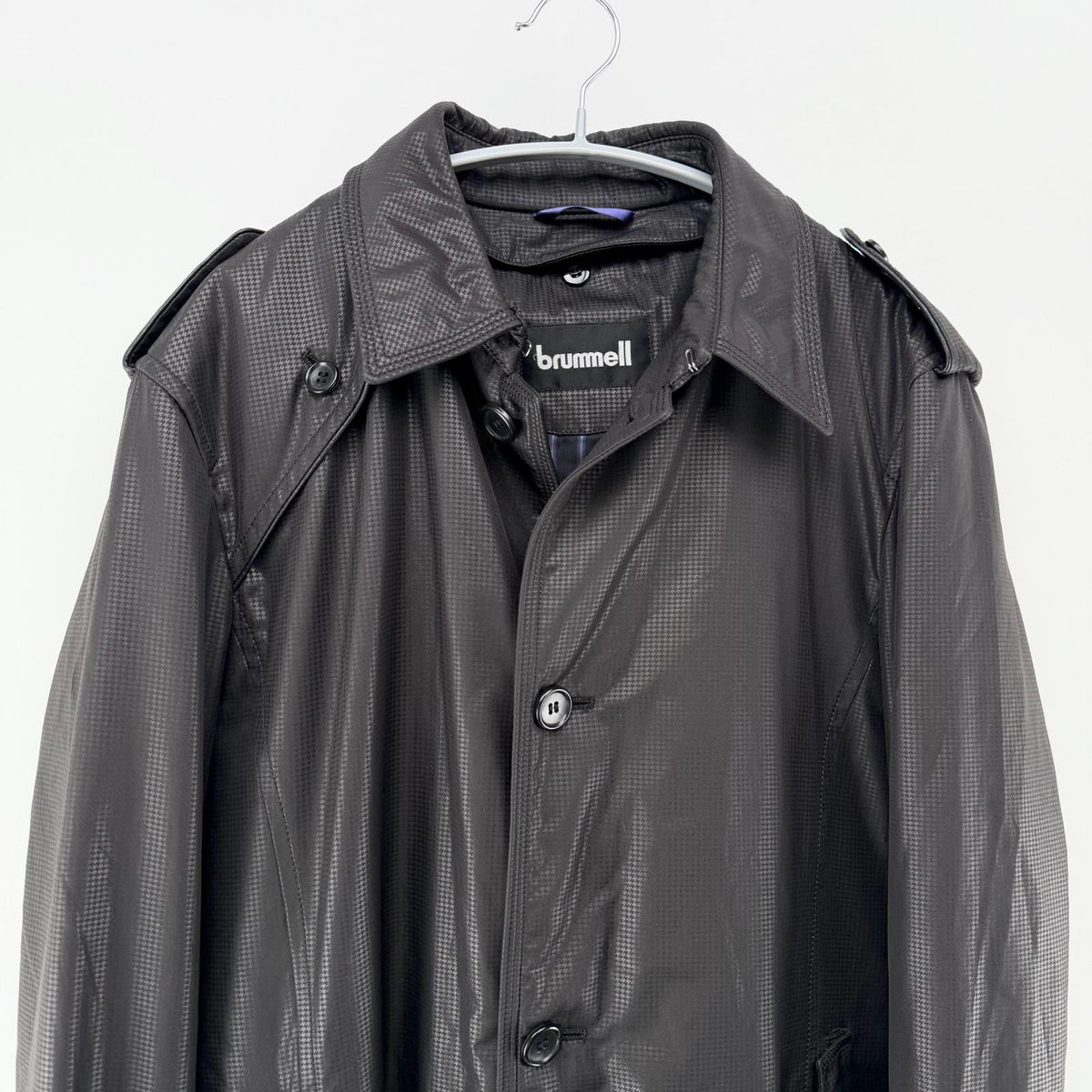 【美品】brummell トレンチコート ブラック Lサイズ【クリーニング発送】