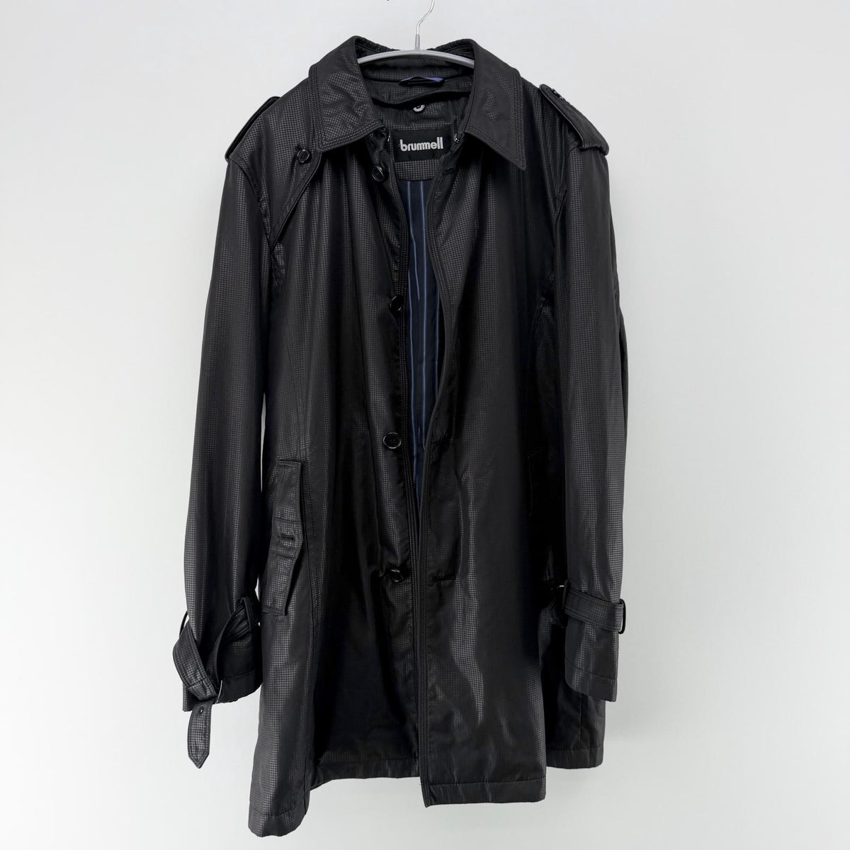 【美品】brummell トレンチコート ブラック Lサイズ【クリーニング発送】