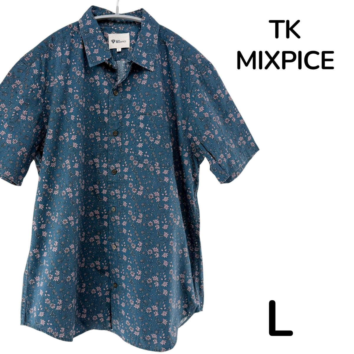 【美品】The shop TK 半袖シャツ ブルー Lサイズ【クリーニング発送】