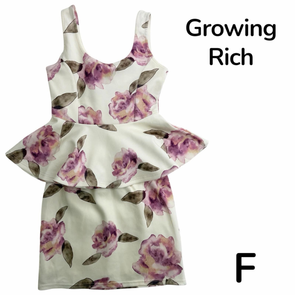 【美品】Growing Rich キャミソールスカートセット ベージュ Fサイズ【クリーニング発送】