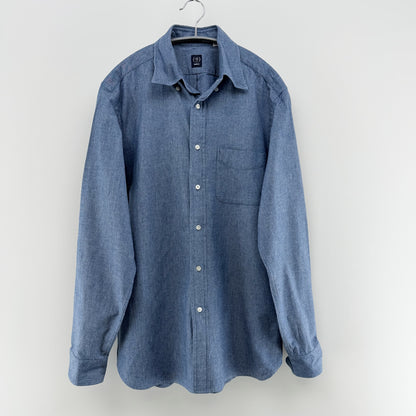 【美品】BEAMS F 長袖シャツ ブルー Lサイズ【クリーニング発送】
