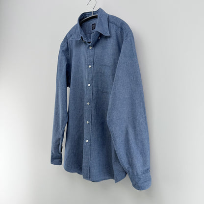 【美品】BEAMS F 長袖シャツ ブルー Lサイズ【クリーニング発送】
