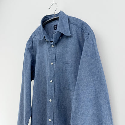 【美品】BEAMS F 長袖シャツ ブルー Lサイズ【クリーニング発送】