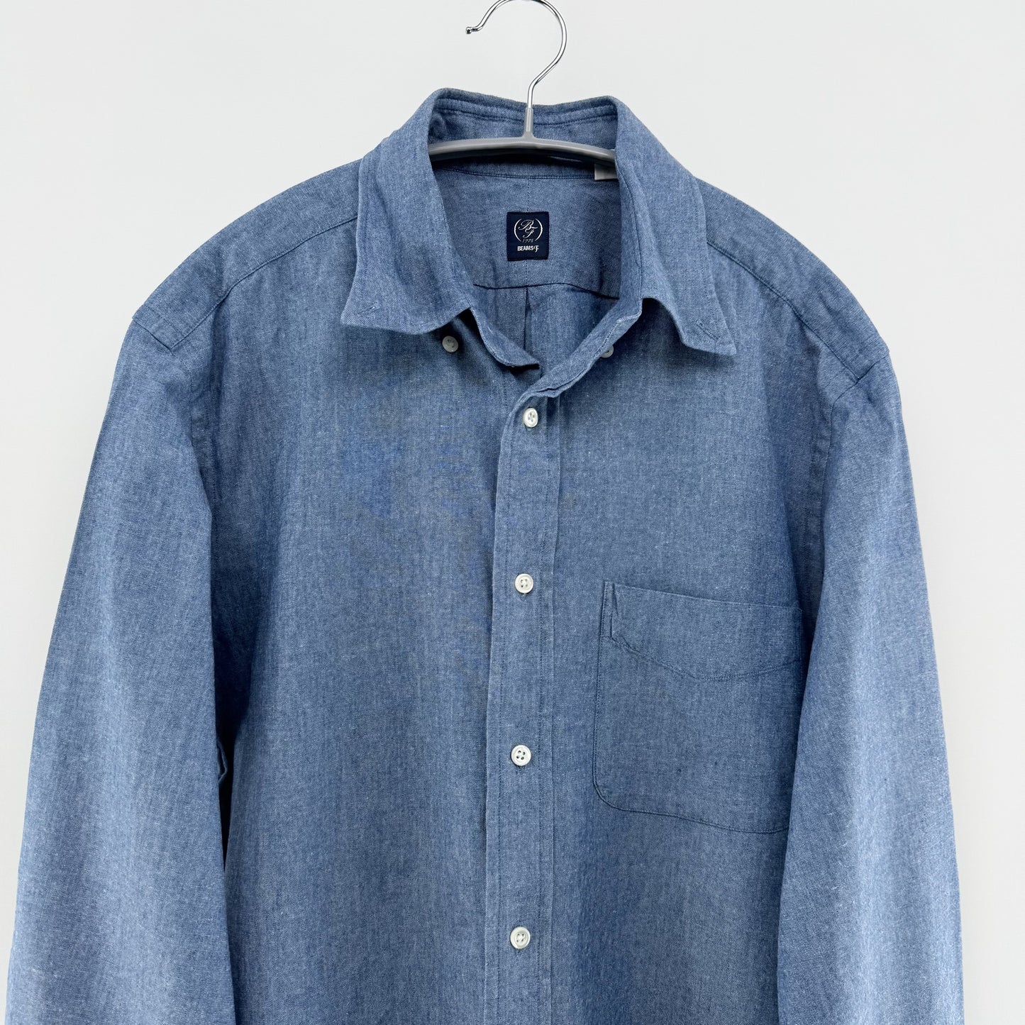 【美品】BEAMS F 長袖シャツ ブルー Lサイズ【クリーニング発送】