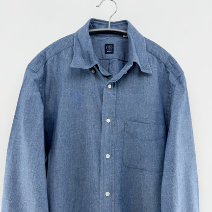 【美品】BEAMS F 長袖シャツ ブルー Lサイズ【クリーニング発送】