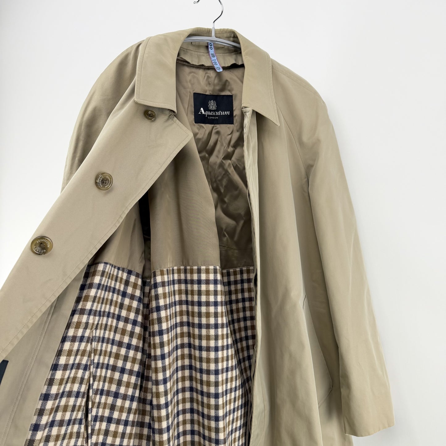 Aquascutum LONDON ステンカラーコート ベージュ【クリーニング発送】