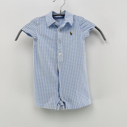 【美品】POLO RALPH LAUREN ロンパース ブルー 9Mサイズ【クリーニング後発送】