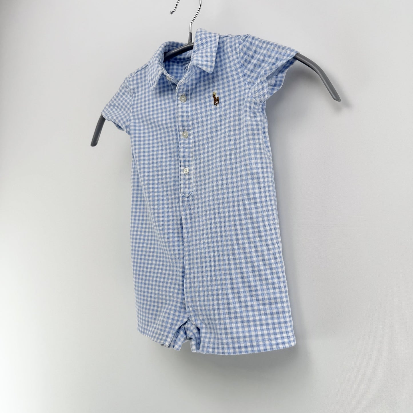 【美品】POLO RALPH LAUREN ロンパース ブルー 9Mサイズ【クリーニング後発送】