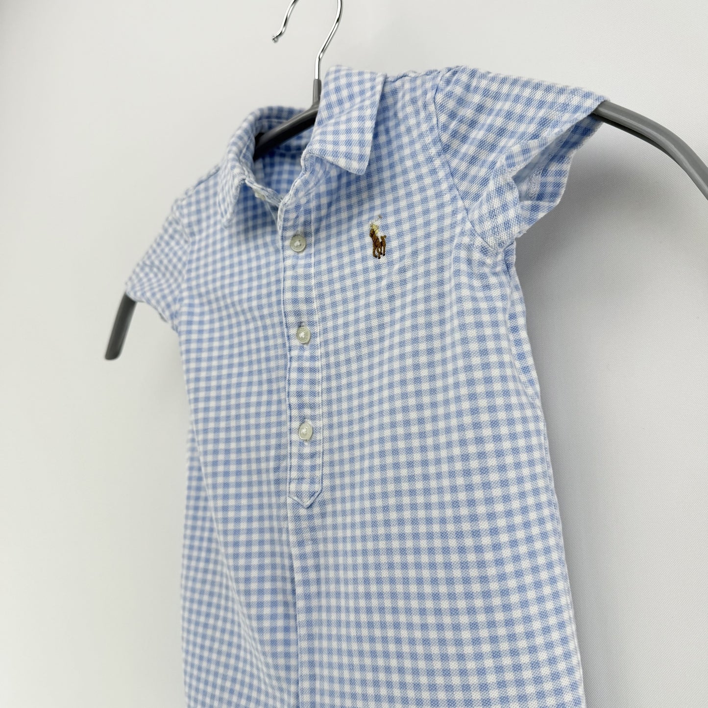 【美品】POLO RALPH LAUREN ロンパース ブルー 9Mサイズ【クリーニング後発送】