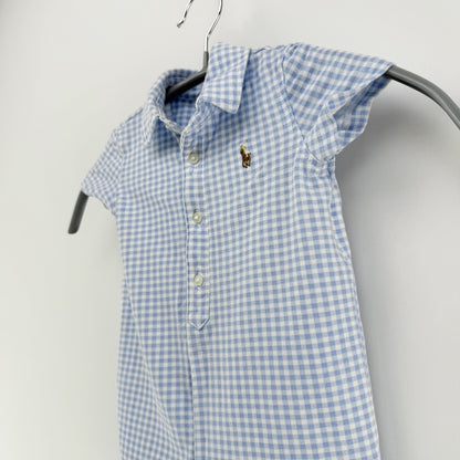 【美品】POLO RALPH LAUREN ロンパース ブルー 9Mサイズ【クリーニング後発送】