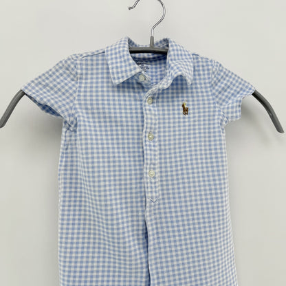 【美品】POLO RALPH LAUREN ロンパース ブルー 9Mサイズ【クリーニング後発送】
