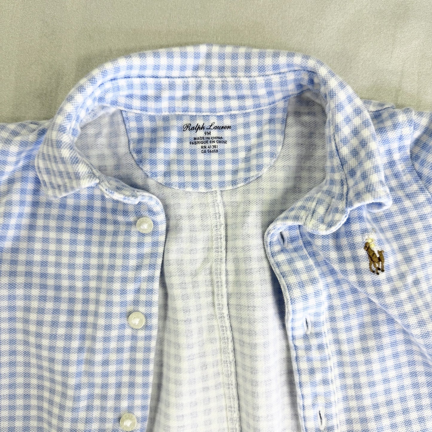 【美品】POLO RALPH LAUREN ロンパース ブルー 9Mサイズ【クリーニング後発送】