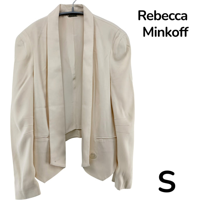 【美品】Rebecca Minkoff ショート丈ジャケット ホワイト Sサイズ【クリーニング発送】