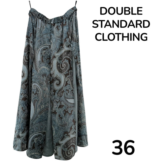 【美品】DOUBLE STANDARD CLOTHING フレアスカート グリーン 36サイズ【クリーニング発送】