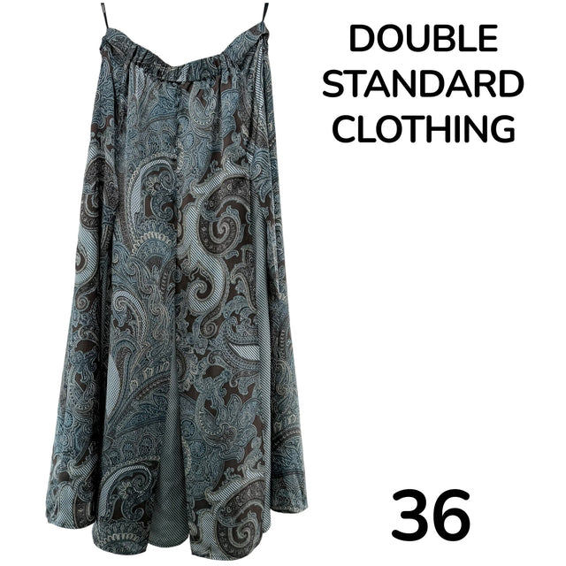 【美品】DOUBLE STANDARD CLOTHING フレアスカート グリーン 36サイズ【クリーニング発送】